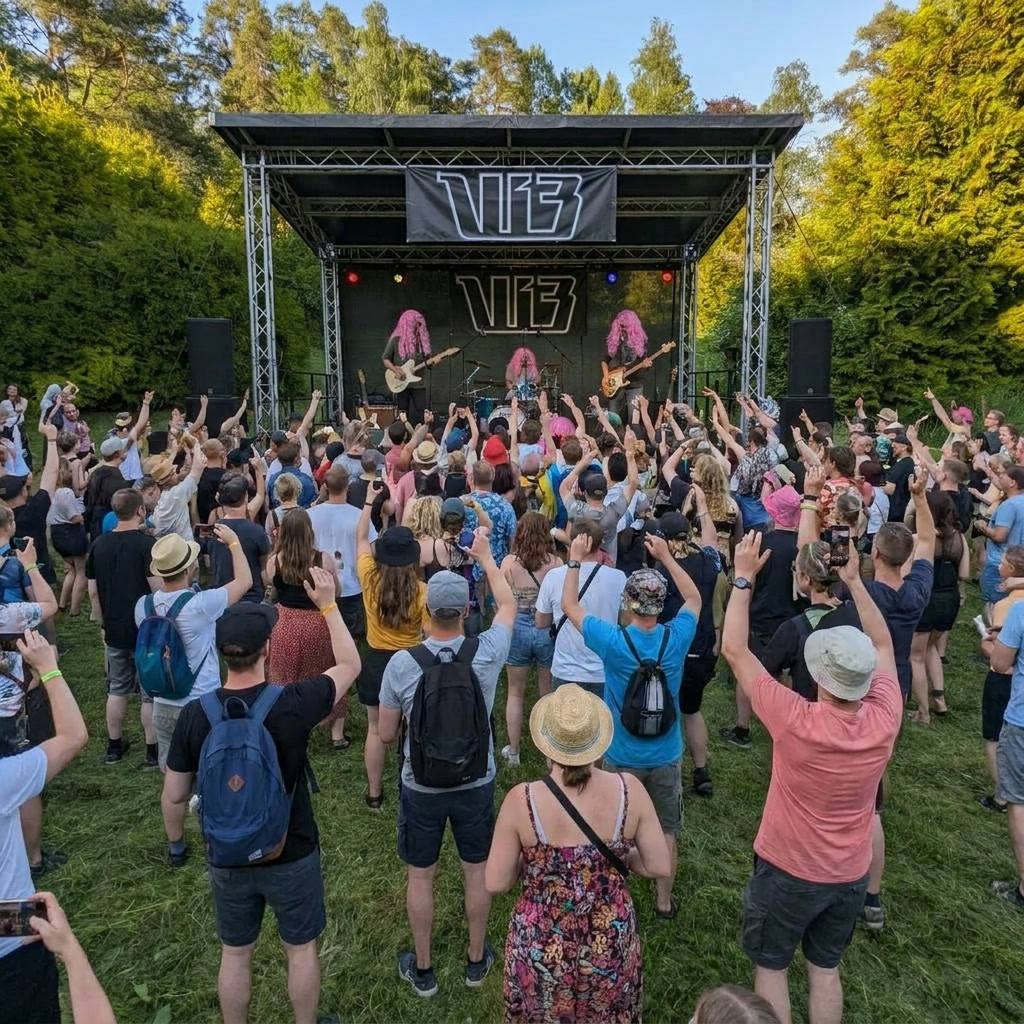 Baksidan med scen och folk